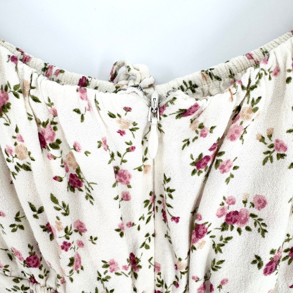 Reformation Corbin Milkmaid Puff Sleeve Floral Dress Cream & Pink Sz 6 Coquette - Picture 13 of 15